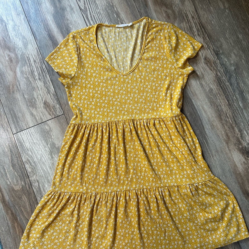 Lush Mustard Floral Midi Dress